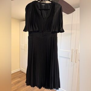 Express Black Pleated V-Neck Maxi Dress